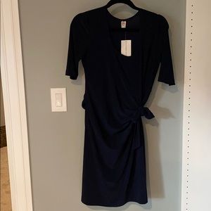 Navy Blue Wrap Maternity Dress